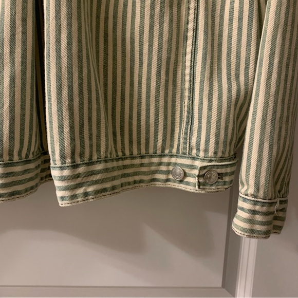 Free People We The Free Opal Swing Railroad Jacket Denim Jean Striped Cream XS - Picture 11 of 11